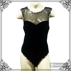 VICTORIA'S SECRET Mesh and Velour Sleeveless Bodysuit - Size M / NWOT